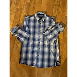 Coogi Luxe Men's Australian Button Up Paisley Long‎ sleeve collared Shirt